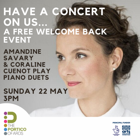 Have a concert on us! A free welcome back event. Amandine Savary & Caroline Cuenot play piano duets. Sunday 22 May 3pm