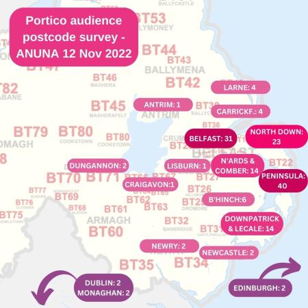 Map of Northern Ireland showing audience origins