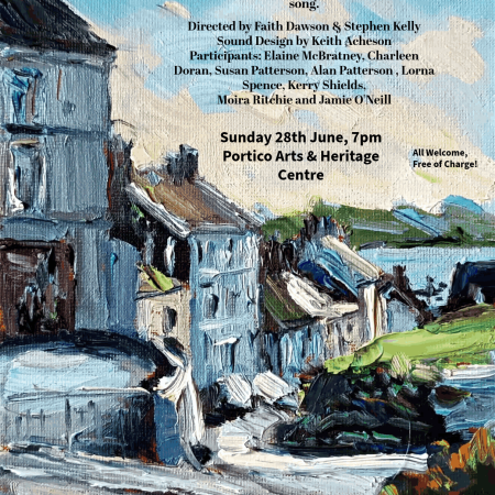 A cropped image of an oil painting of Portaferry by Jamie O'Neill